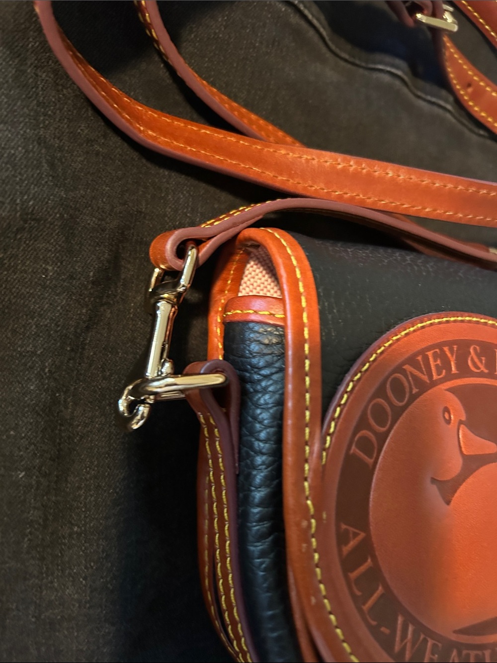Dooney & Bourke Black and Brown All-Weather Leather Saddle Crossbody - NWOT - Picture 10 of 11
